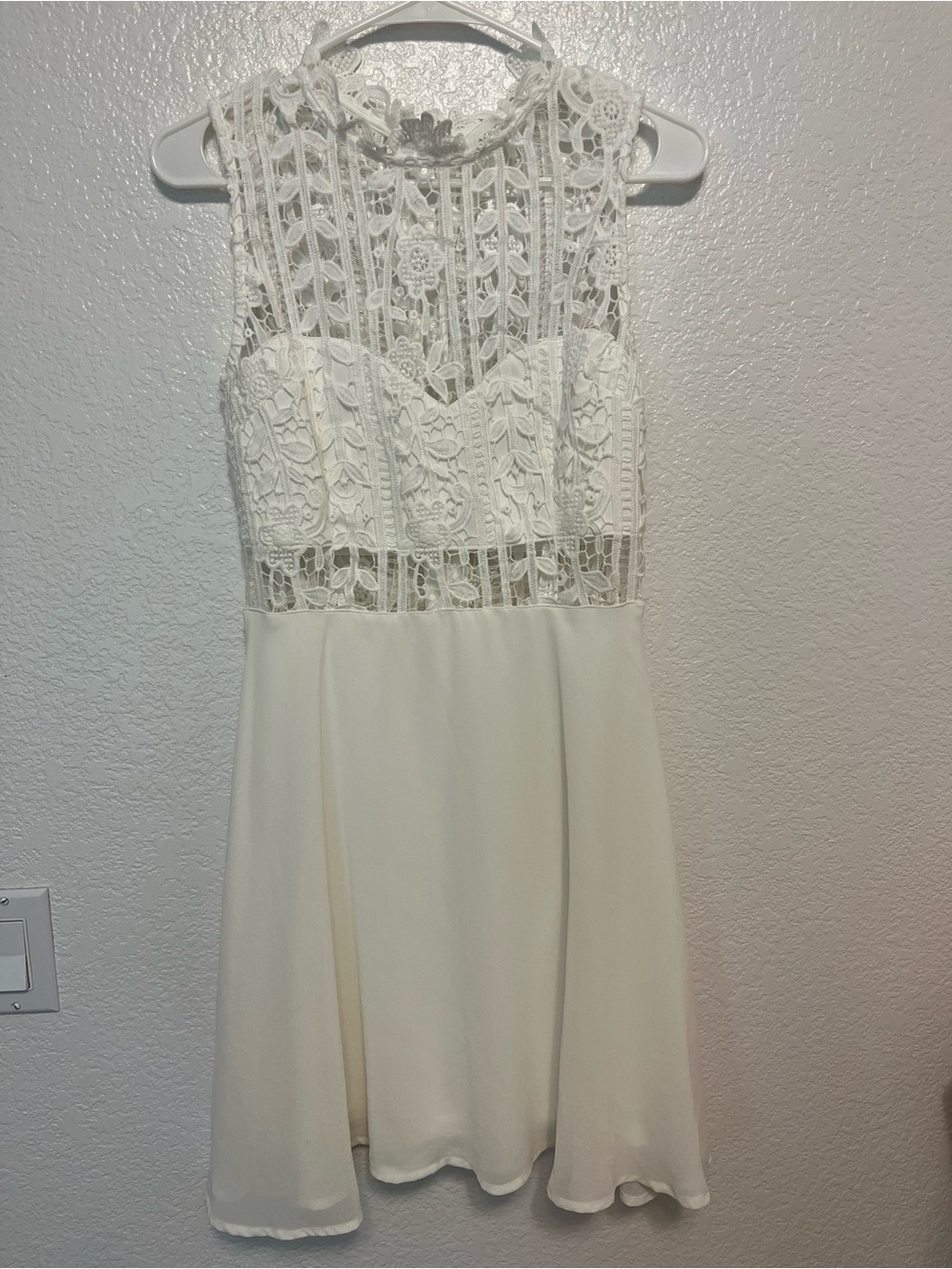 Lulu's White Crochet Lace A-Line High Neck Dress